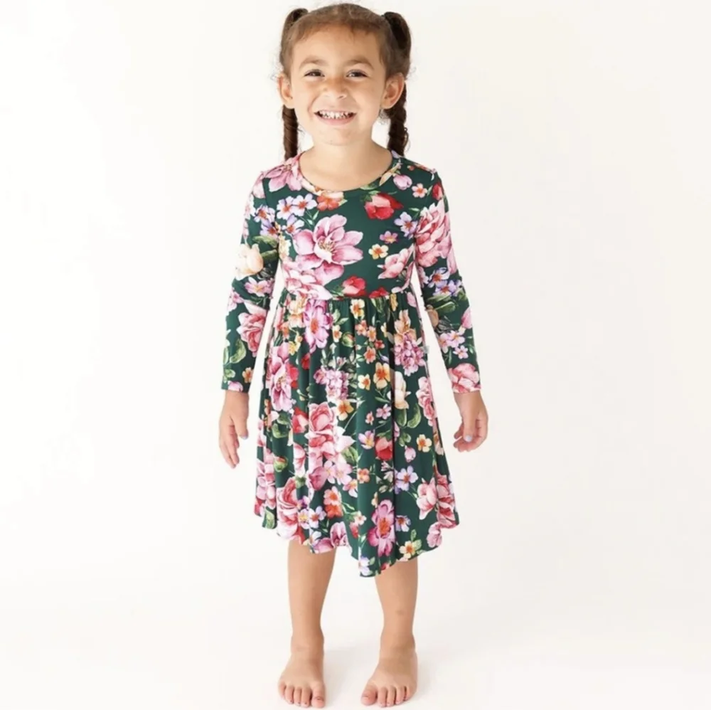 Posh Peanut Arsine Longsleeve Floral Twirl Dress 2T